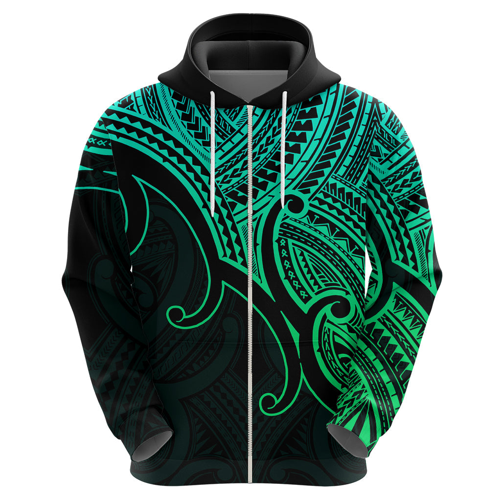 Aotearoa Polynesian Hoodie with Maori Koru Green LT9