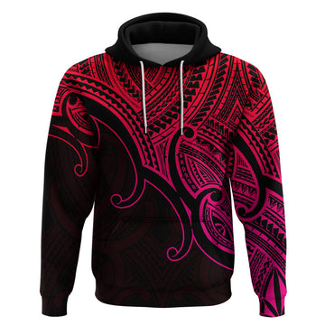 Aotearoa Polynesian Hoodie with Maori Koru Pink LT9