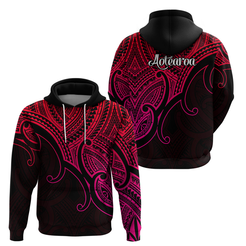 Aotearoa Polynesian Hoodie with Maori Koru Pink LT9