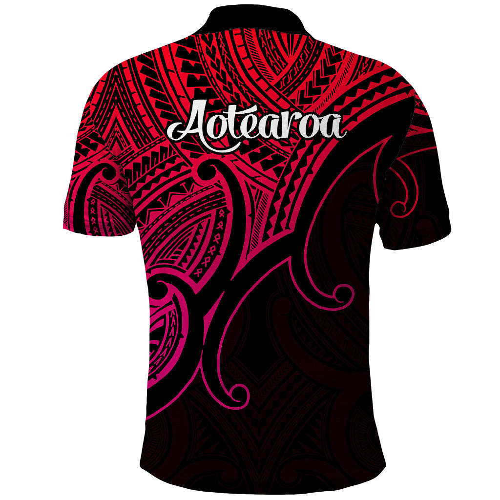 Aotearoa Polynesian Polo Shirt with Maori Koru Pink LT9