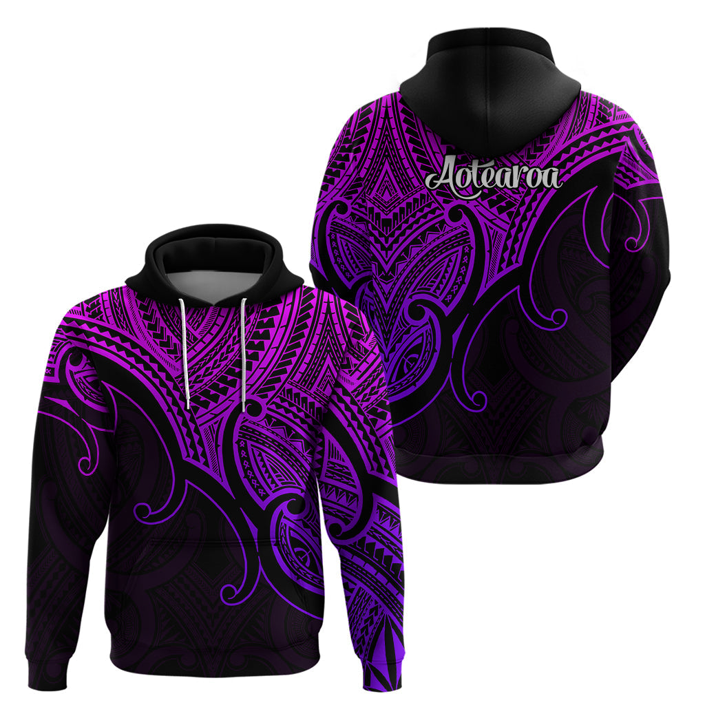 Aotearoa Polynesian Hoodie with Maori Koru Purple LT9