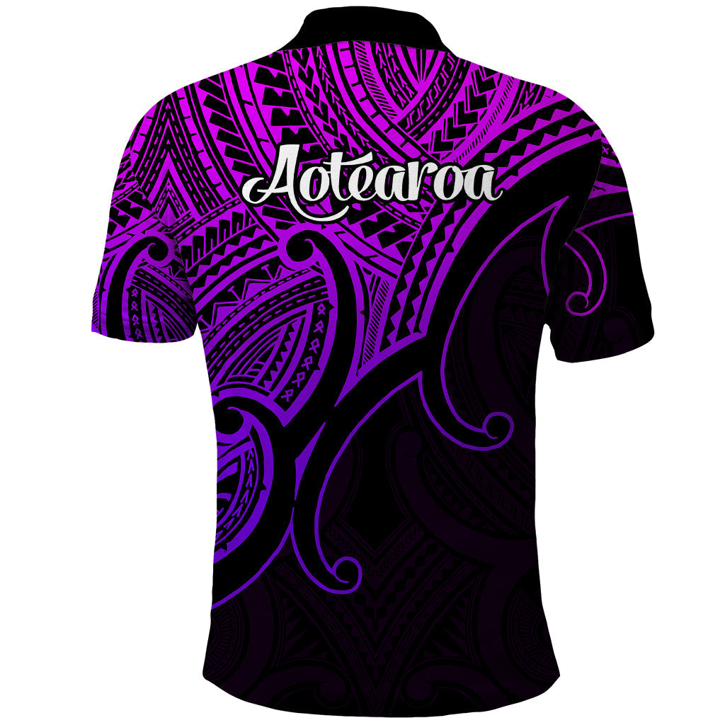 Aotearoa Polynesian Polo Shirt with Maori Koru Purple LT9