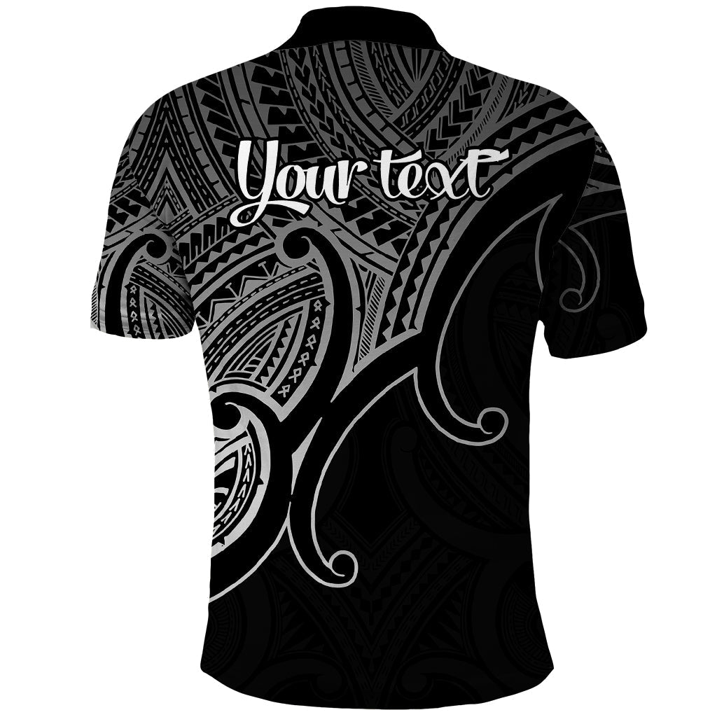 Custom Aotearoa Polynesian Polo Shirt with Maori Koru Black LT9