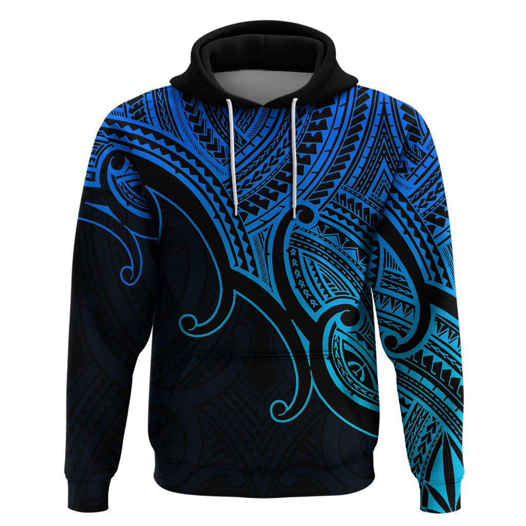 Custom Aotearoa Polynesian Hoodie with Maori Koru Blue LT9