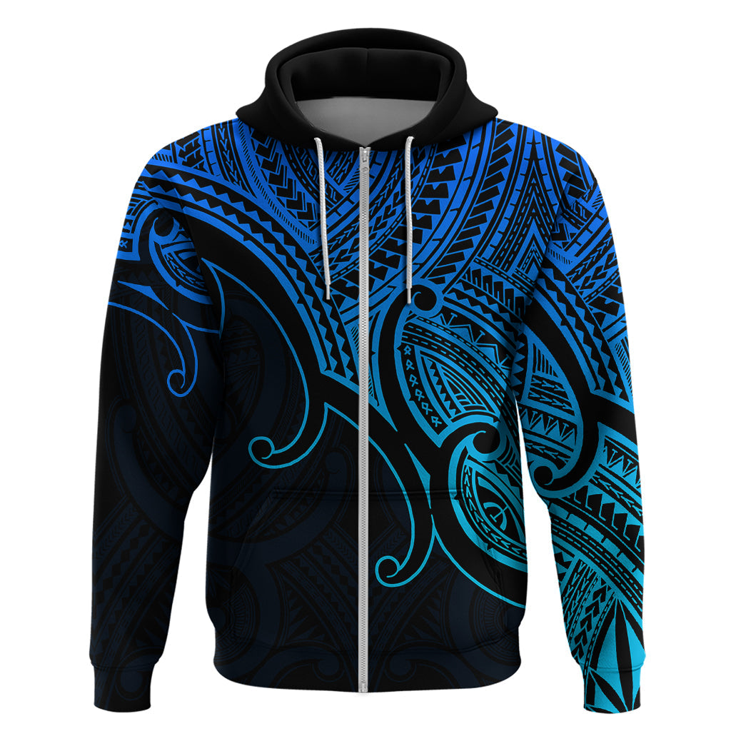 Custom Aotearoa Polynesian Hoodie with Maori Koru Blue LT9