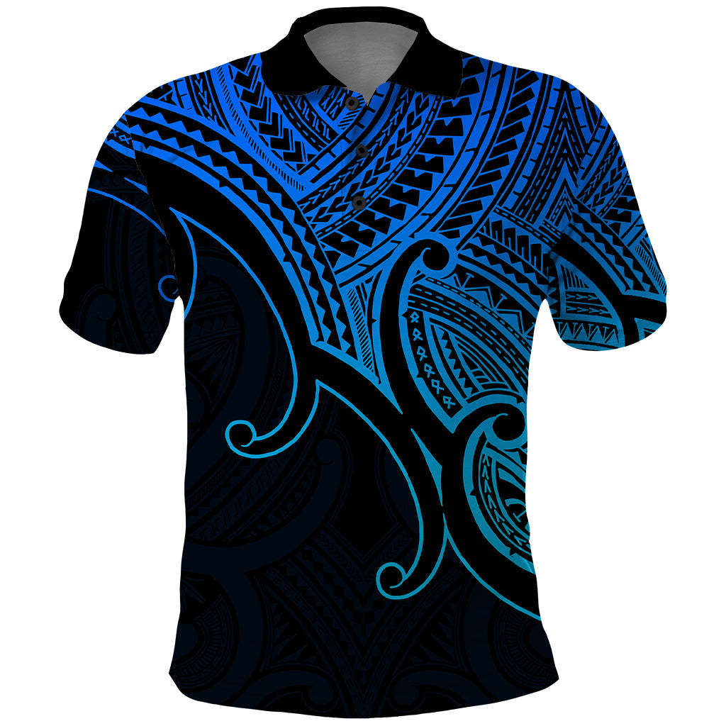 Custom Aotearoa Polynesian Polo Shirt with Maori Koru Blue LT9