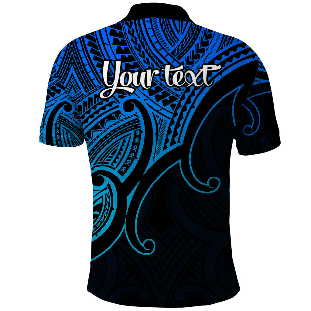 Custom Aotearoa Polynesian Polo Shirt with Maori Koru Blue LT9
