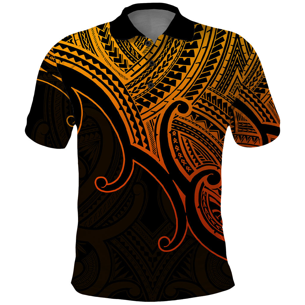 Custom Aotearoa Polynesian Polo Shirt with Maori Koru Gold LT9