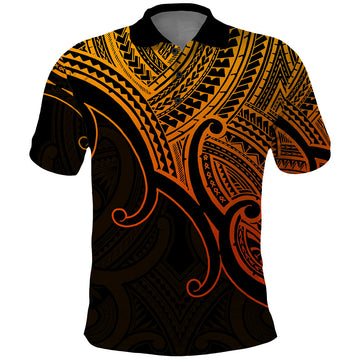 Custom Aotearoa Polynesian Polo Shirt with Maori Koru Gold LT9