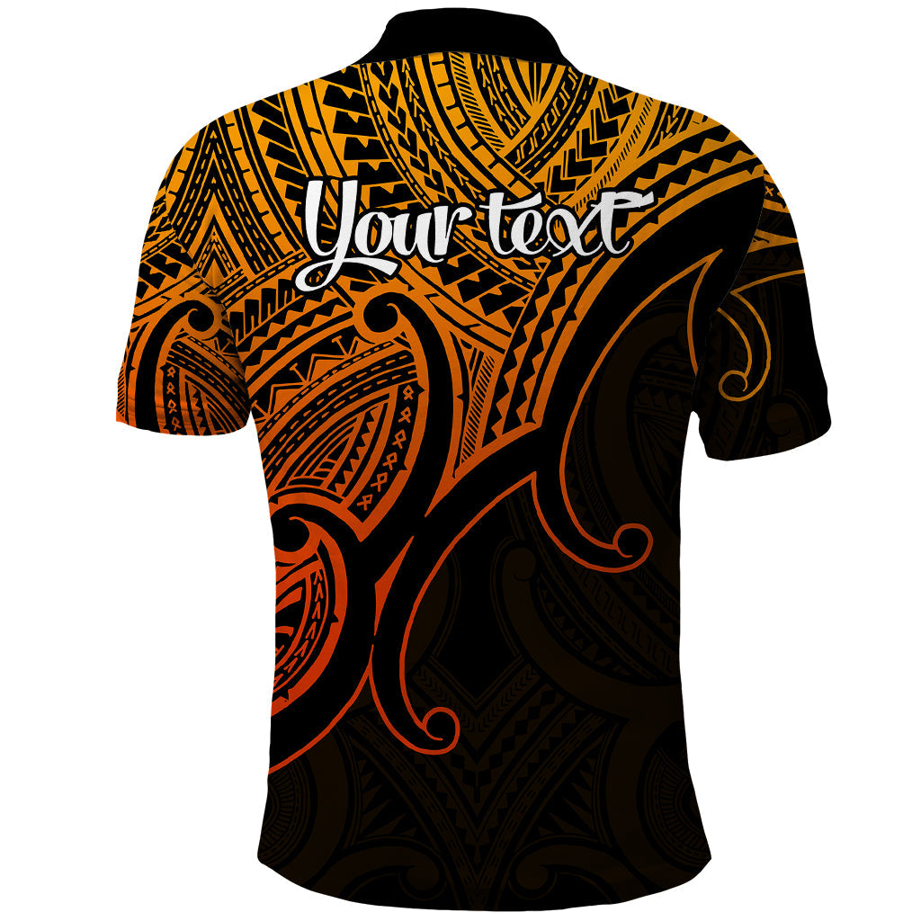 Custom Aotearoa Polynesian Polo Shirt with Maori Koru Gold LT9