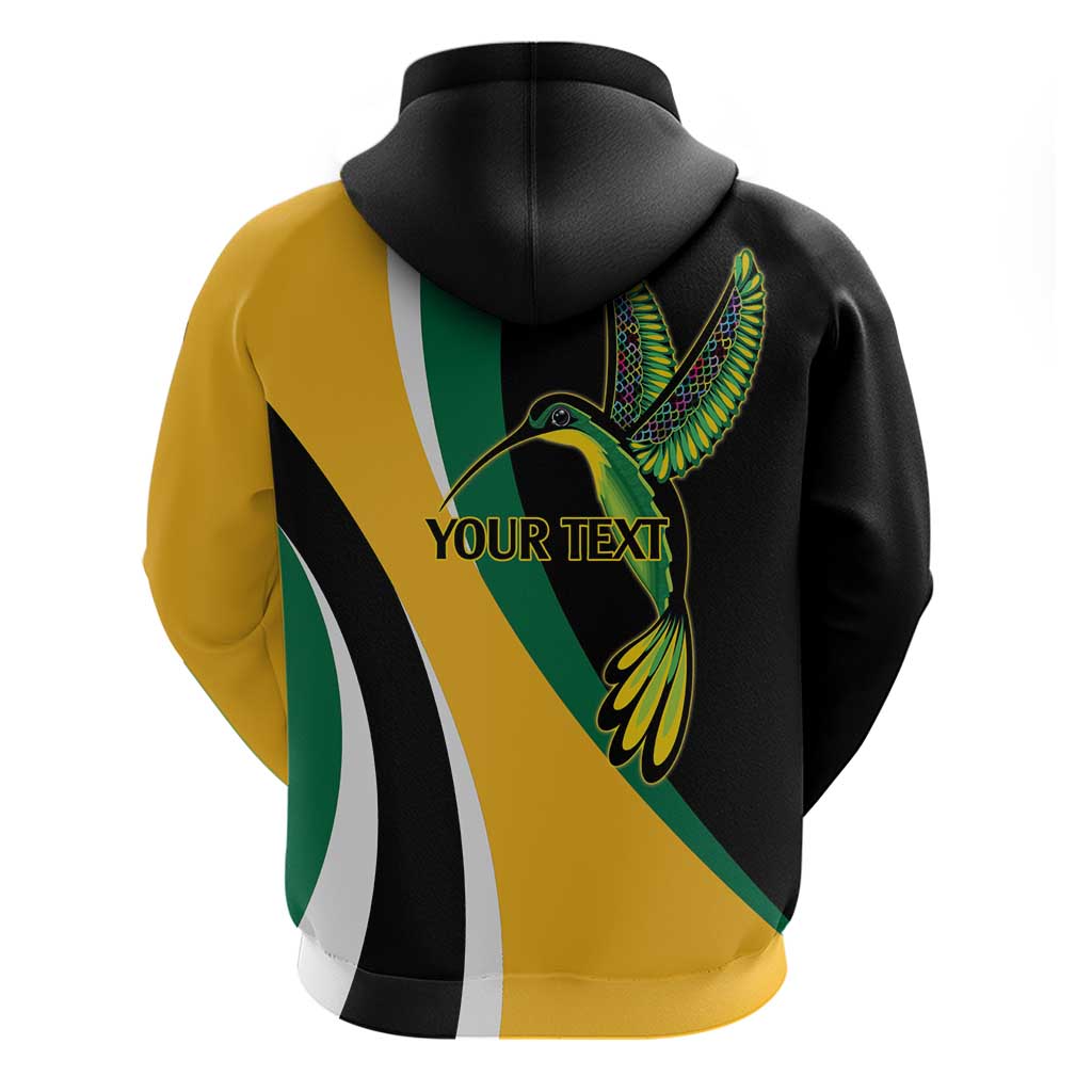 Jamaica Independence Day Personalized Hoodie Green and Yellow Tribal Hummingbird LT9