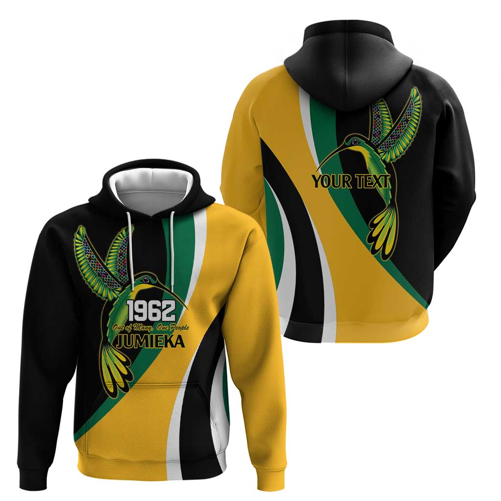 Jamaica Independence Day Personalized Hoodie Green and Yellow Tribal Hummingbird LT9