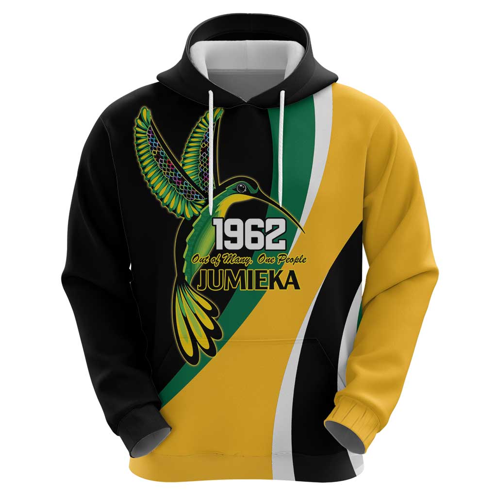 Jamaica Independence Day Personalized Hoodie Green and Yellow Tribal Hummingbird LT9
