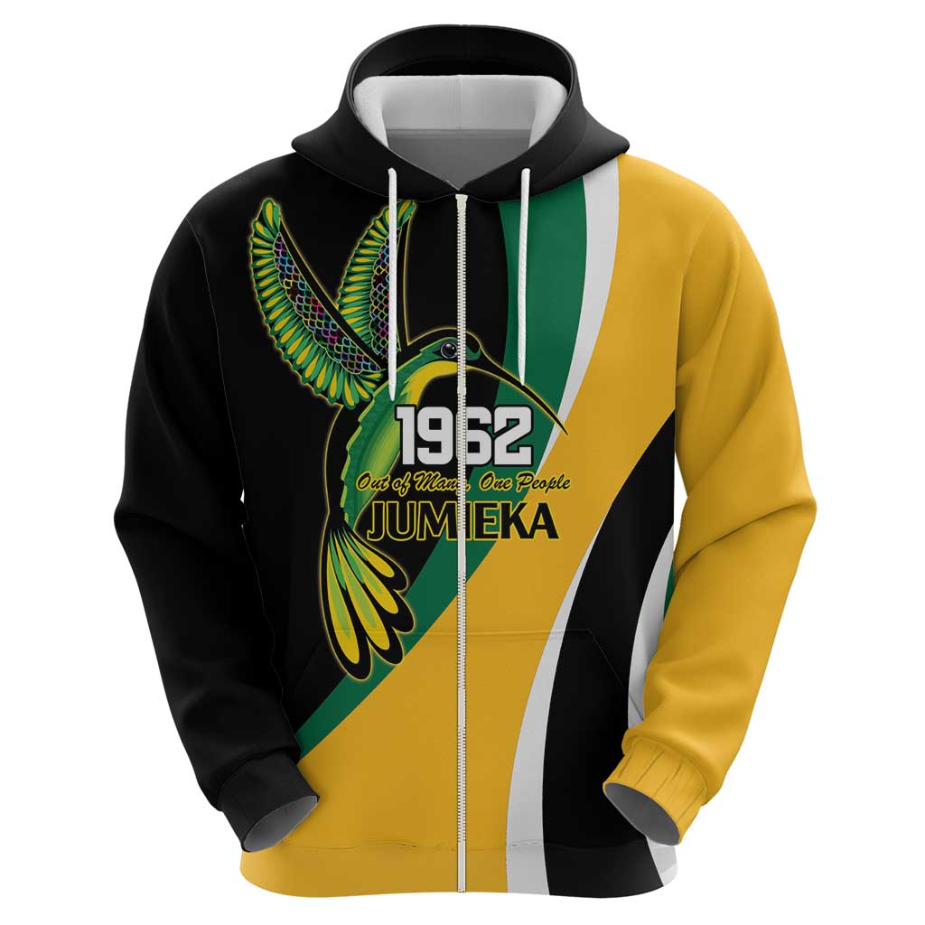 Jamaica Independence Day Personalized Hoodie Green and Yellow Tribal Hummingbird LT9