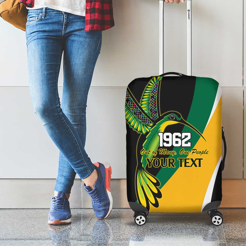 Jamaica Independence Day Personalized Luggage Cover Green and Yellow Tribal Hummingbird LT9