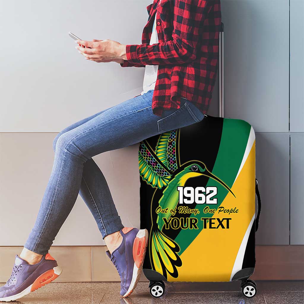 Jamaica Independence Day Personalized Luggage Cover Green and Yellow Tribal Hummingbird LT9