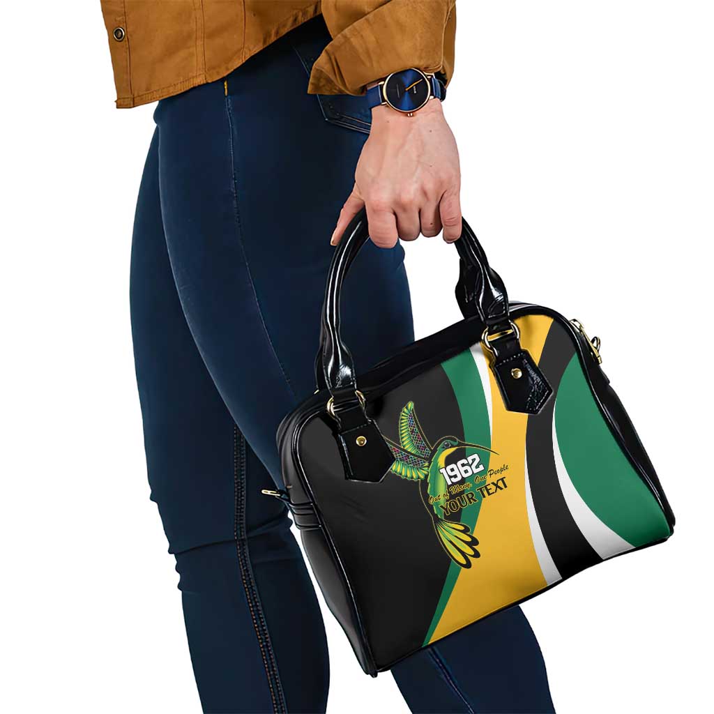 Jamaica Independence Day Personalized Shoulder Handbag Green and Yellow Tribal Hummingbird LT9