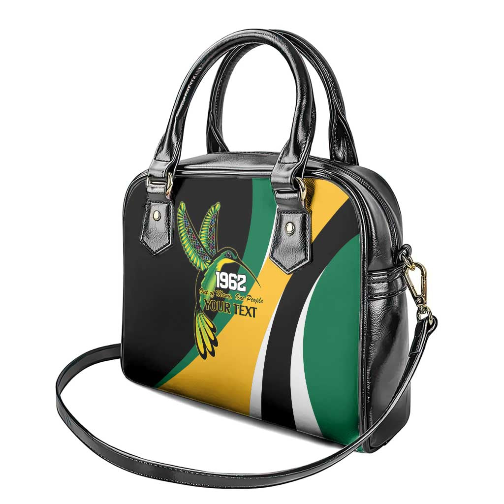 Jamaica Independence Day Personalized Shoulder Handbag Green and Yellow Tribal Hummingbird LT9