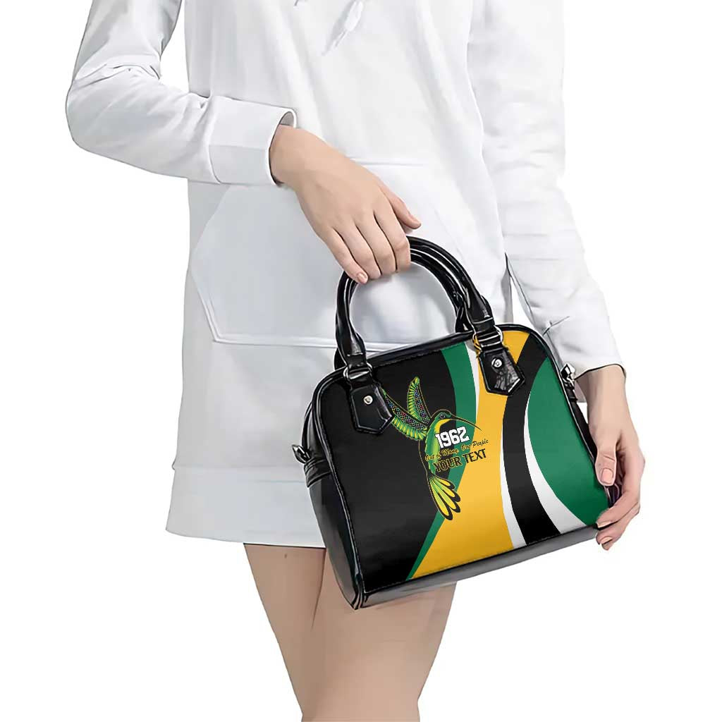 Jamaica Independence Day Personalized Shoulder Handbag Green and Yellow Tribal Hummingbird LT9