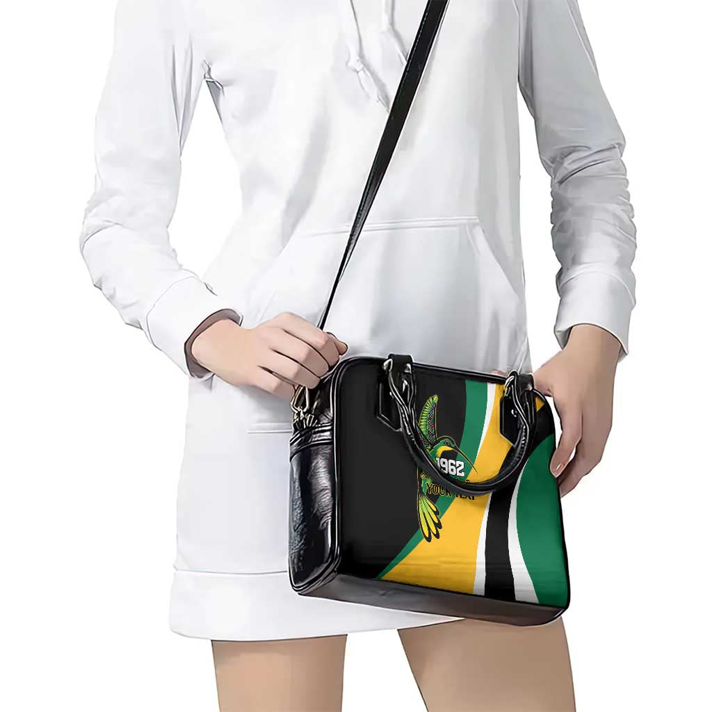 Jamaica Independence Day Personalized Shoulder Handbag Green and Yellow Tribal Hummingbird LT9