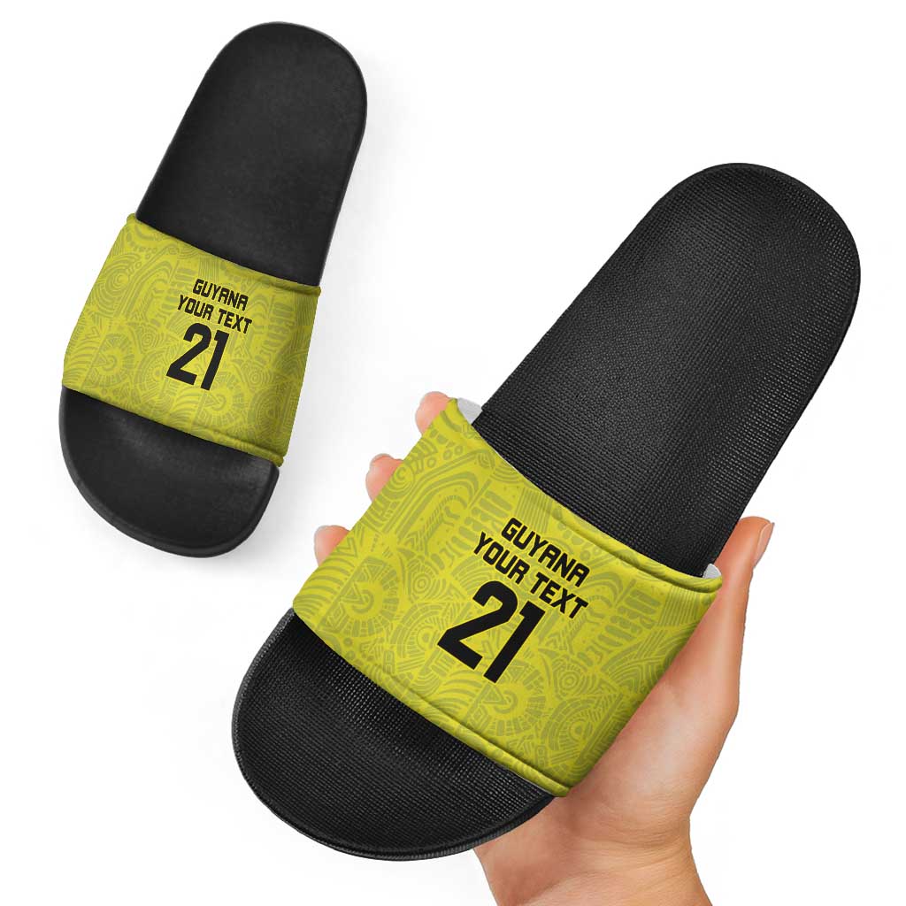 Golden Jaguars Football Custom Slide Sandals Proud of Guyana LT9