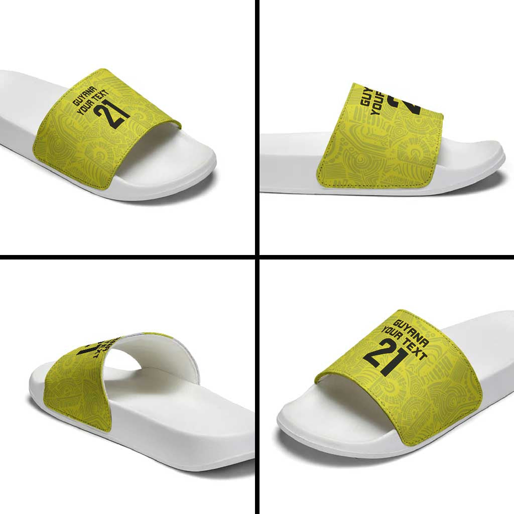 Golden Jaguars Football Custom Slide Sandals Proud of Guyana LT9