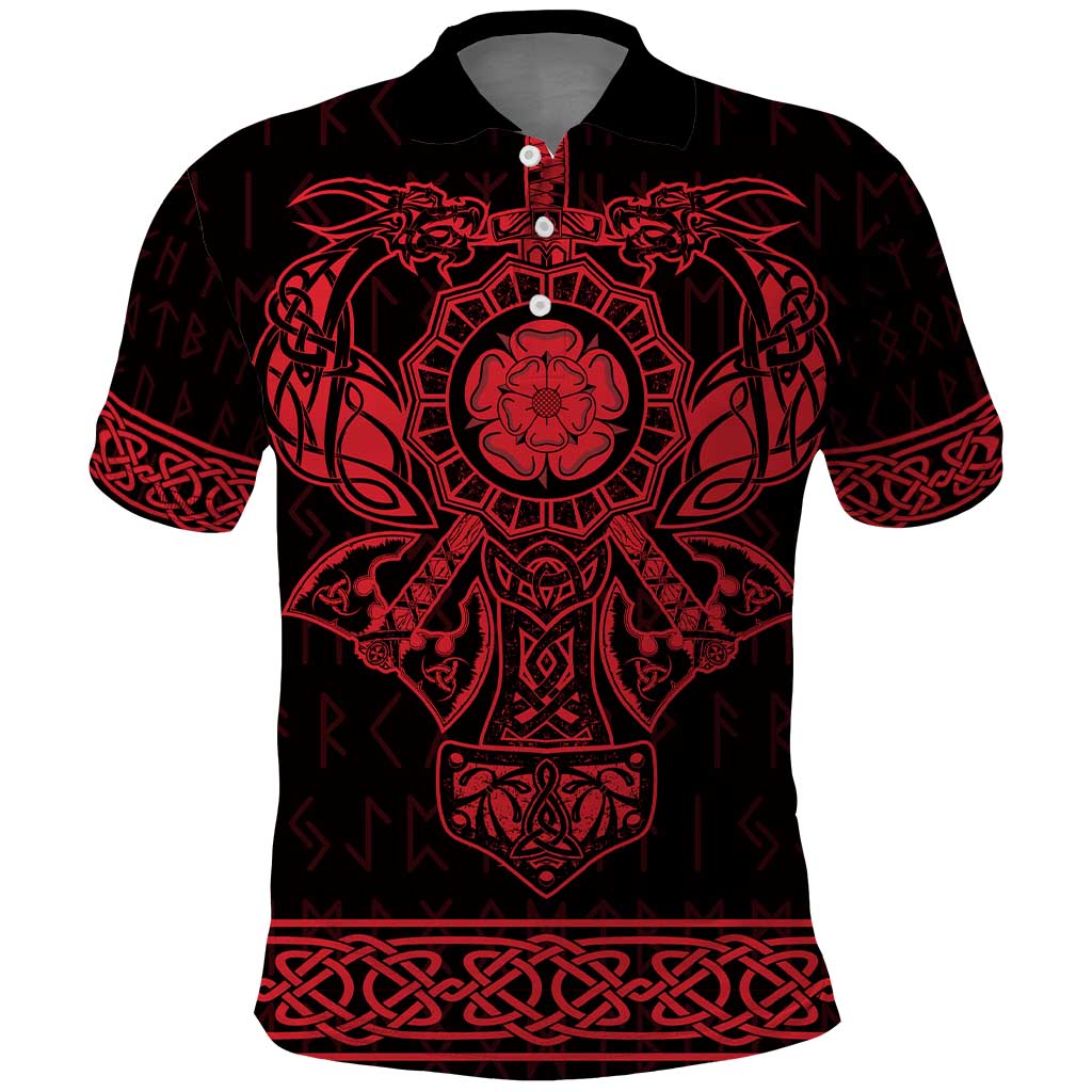 Vikings from Yorkshire Polo Shirt Red Spirit of Jorvik LT9
