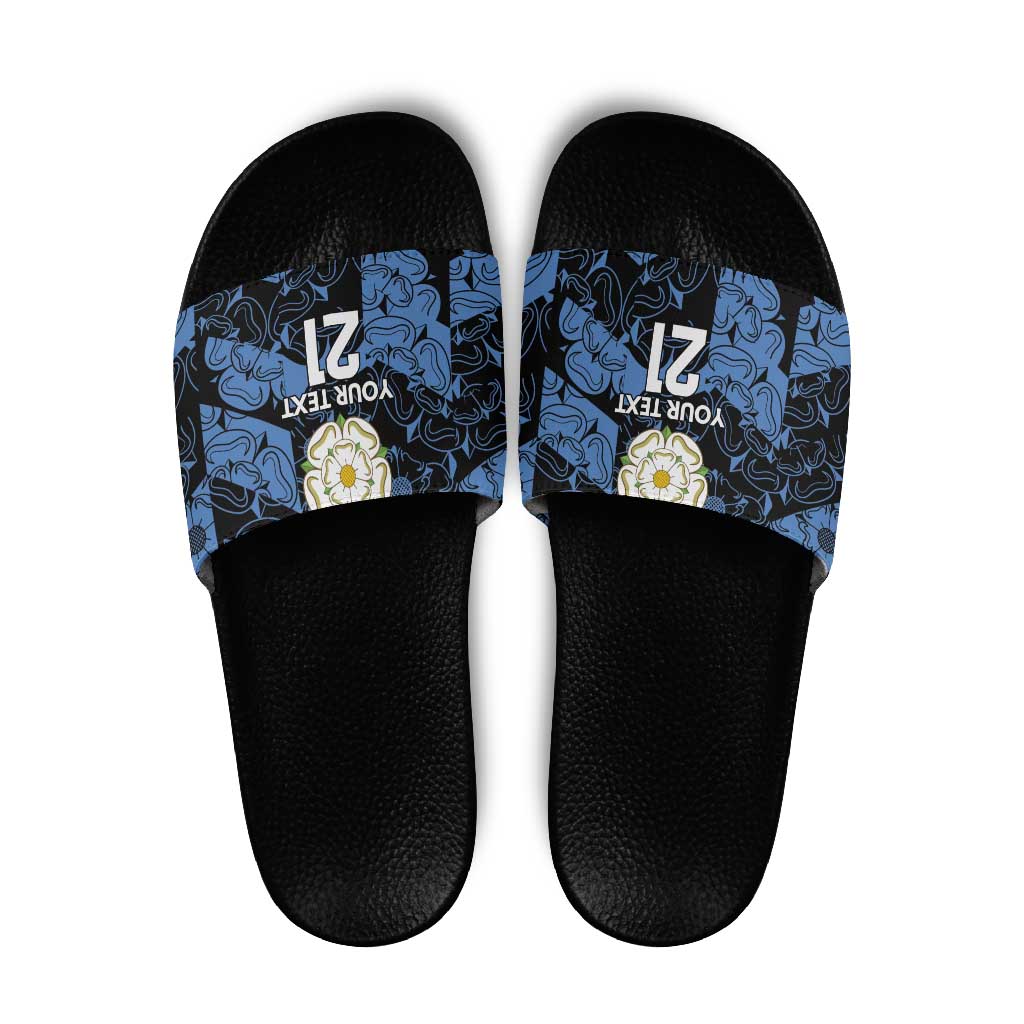 Custom Yorkshire Vikings Heritage Pride Slide Sandals White Rose of Yorkshire LT9