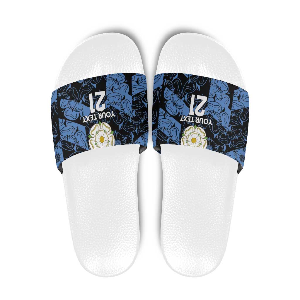 Custom Yorkshire Vikings Heritage Pride Slide Sandals White Rose of Yorkshire LT9