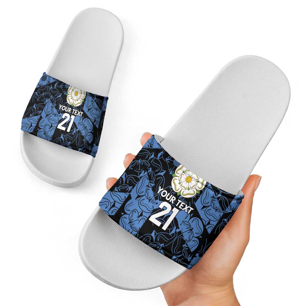Custom Yorkshire Vikings Heritage Pride Slide Sandals White Rose of Yorkshire LT9