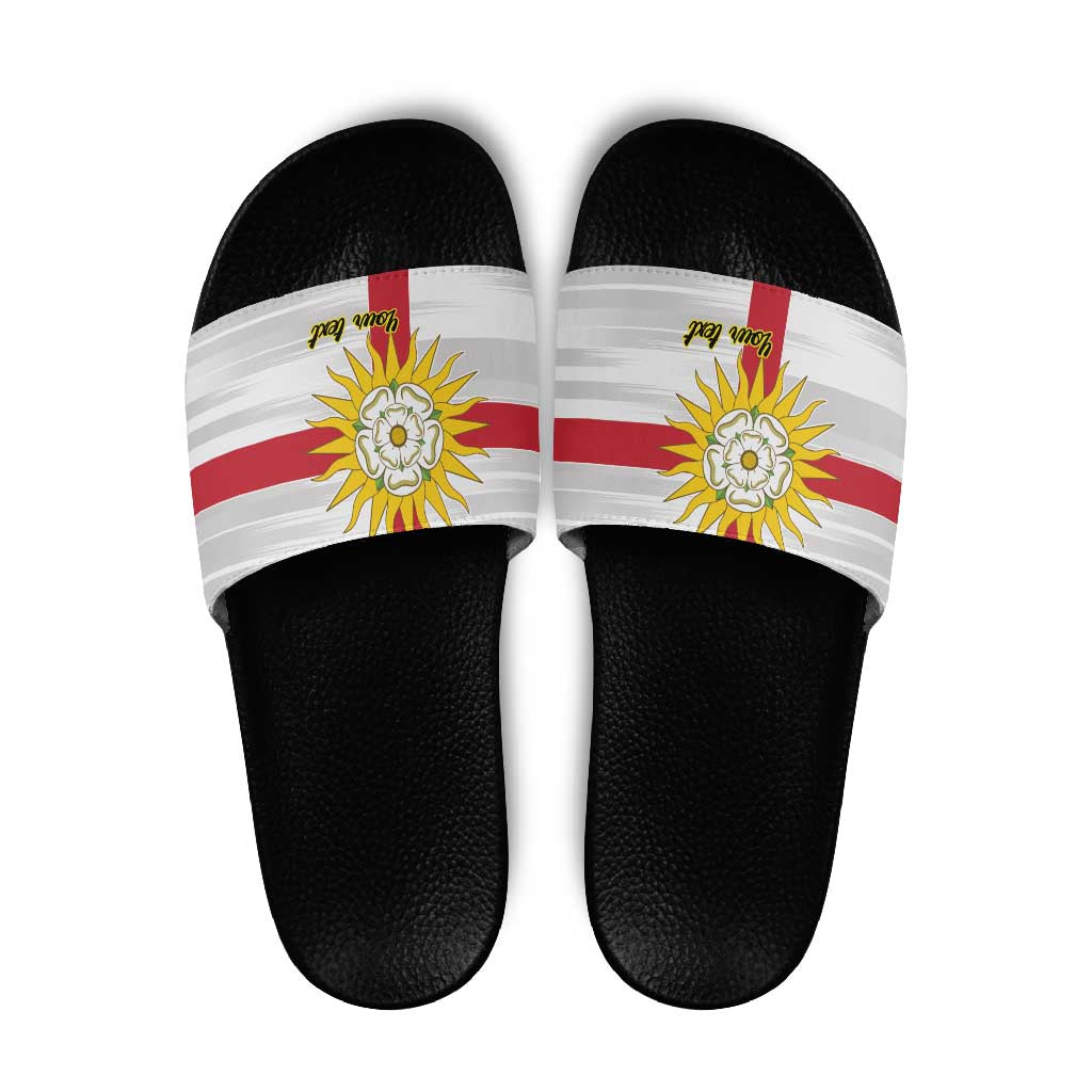 Yorkshire Heritage Personalized Slide Sandals West Yorkshire White Rose LT9