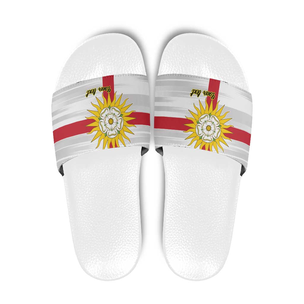 Yorkshire Heritage Personalized Slide Sandals West Yorkshire White Rose LT9