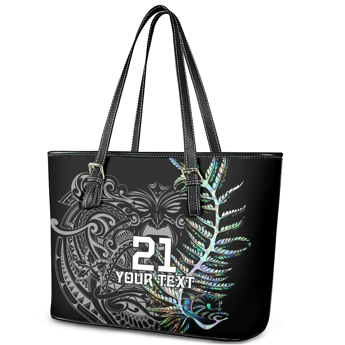 Custom New Zealand Rugby Leather Tote Bag NZ Black Fern Champions History With Papua Shell LT9