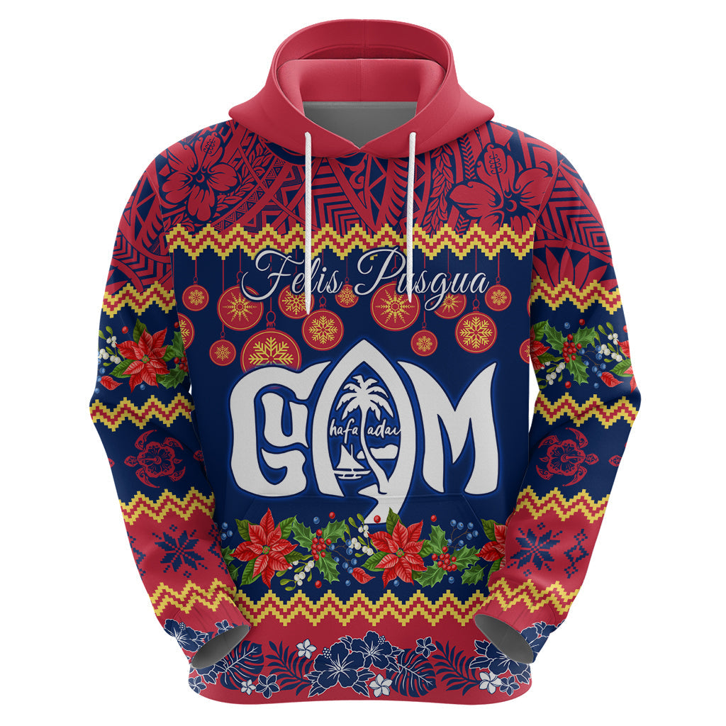 Personalised Guam Christmas Hoodie Felis Pusgua Santa Beach Polynesian Pattern LT9