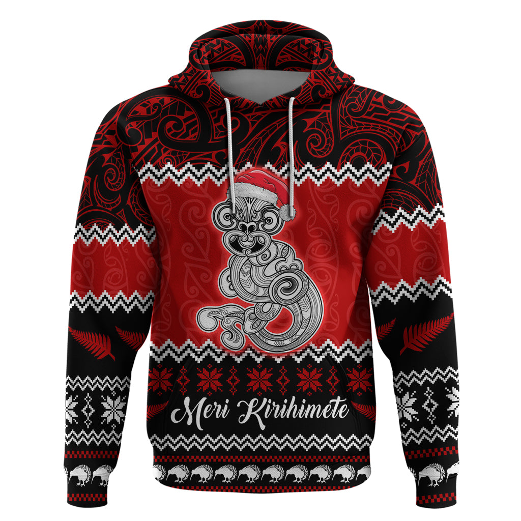Personalised New Zealand Christmas Hoodie Maori Tiki Meri Kirihimete LT9