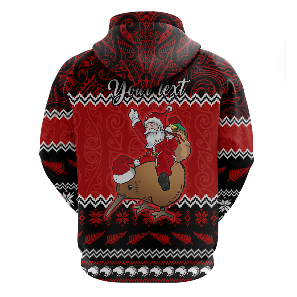 Personalised New Zealand Christmas Hoodie Kiwi Santa Claus Maori Meri Kirihimete LT9