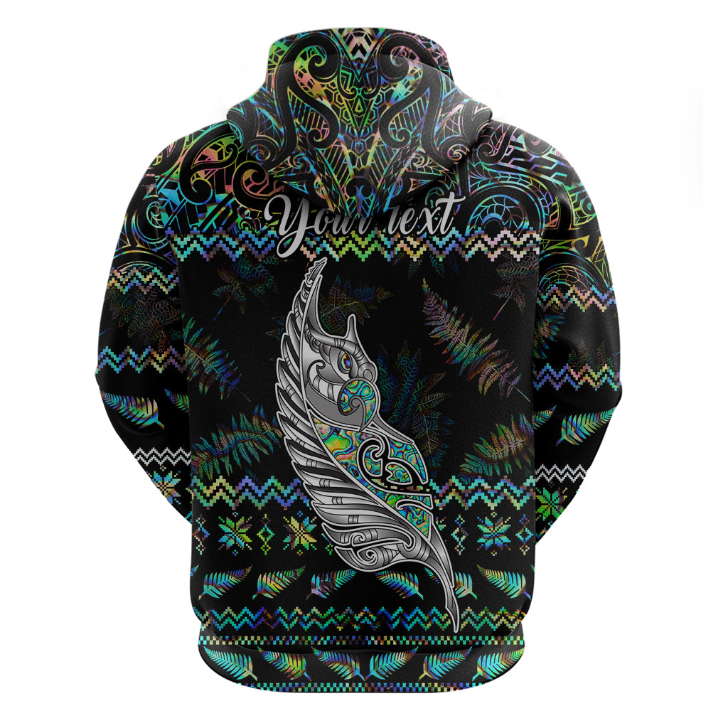Personalised New Zealand Christmas Hoodie Maori Fern Manaia Meri Kirihimete with Papaua Shell LT9