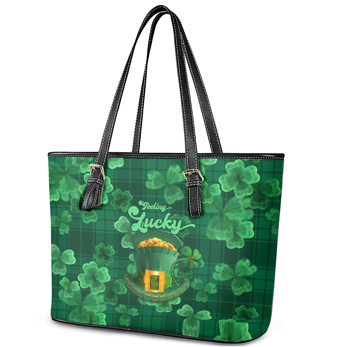 Happy St Patricks Day We Wear Green Suit Leather Tote Bag LT9