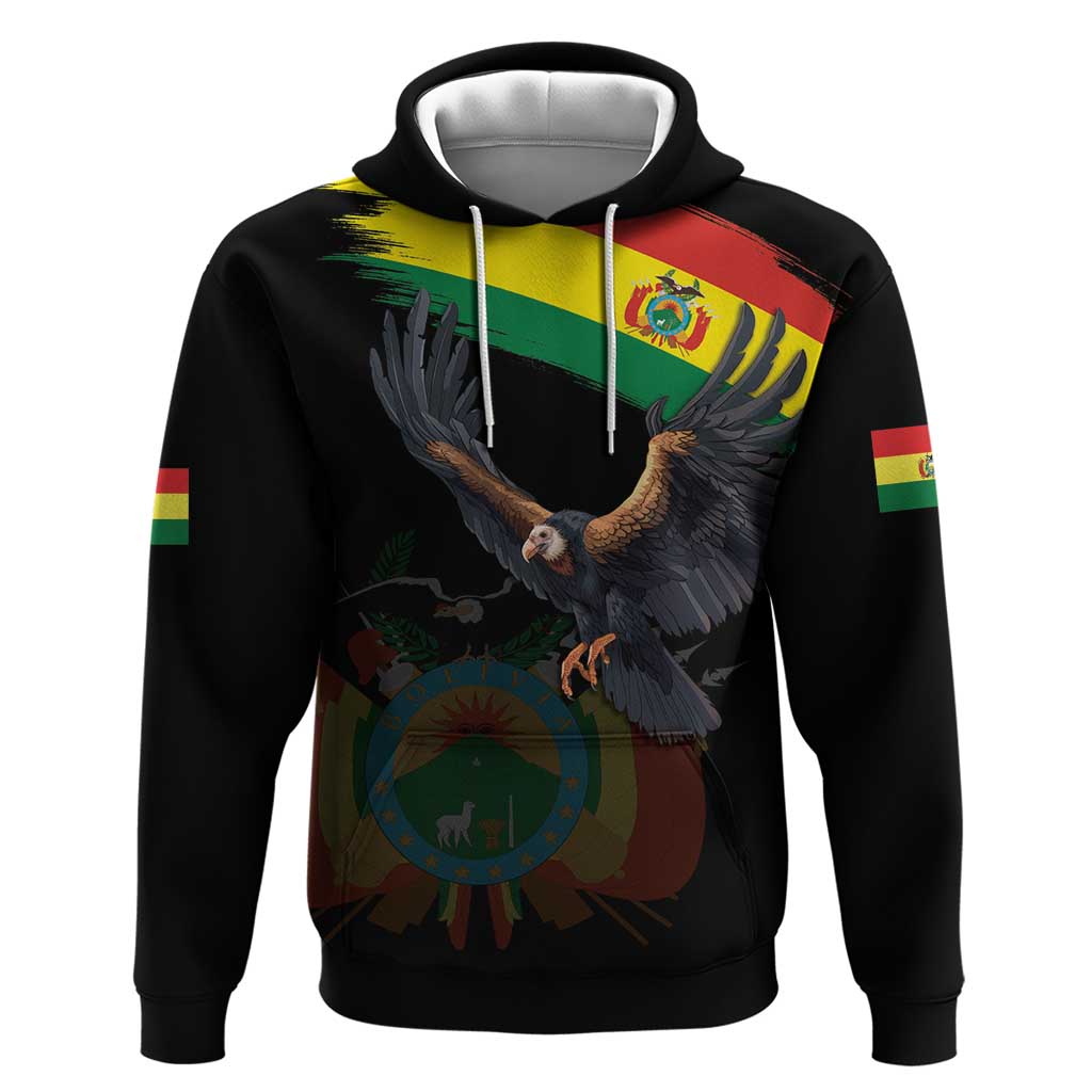 Bolivia Andean Condor Hoodie Grunge Flag Motif LT9