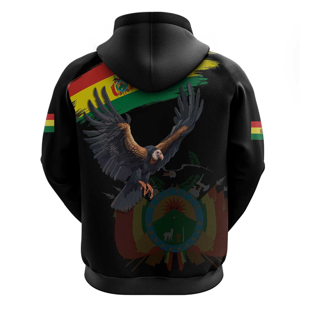 Bolivia Andean Condor Hoodie Grunge Flag Motif LT9