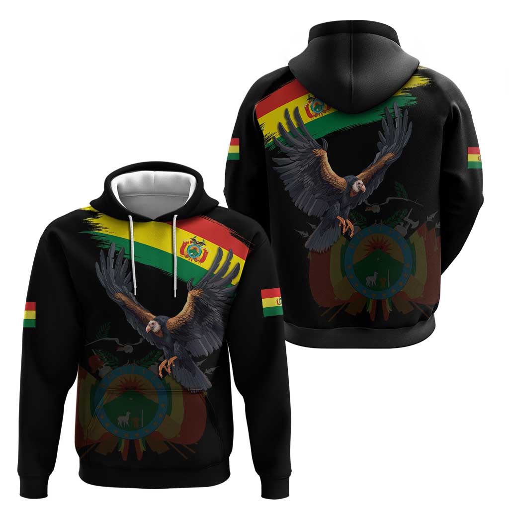 Bolivia Andean Condor Hoodie Grunge Flag Motif LT9