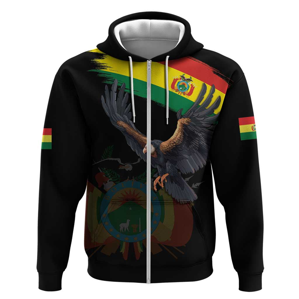 Bolivia Andean Condor Hoodie Grunge Flag Motif LT9