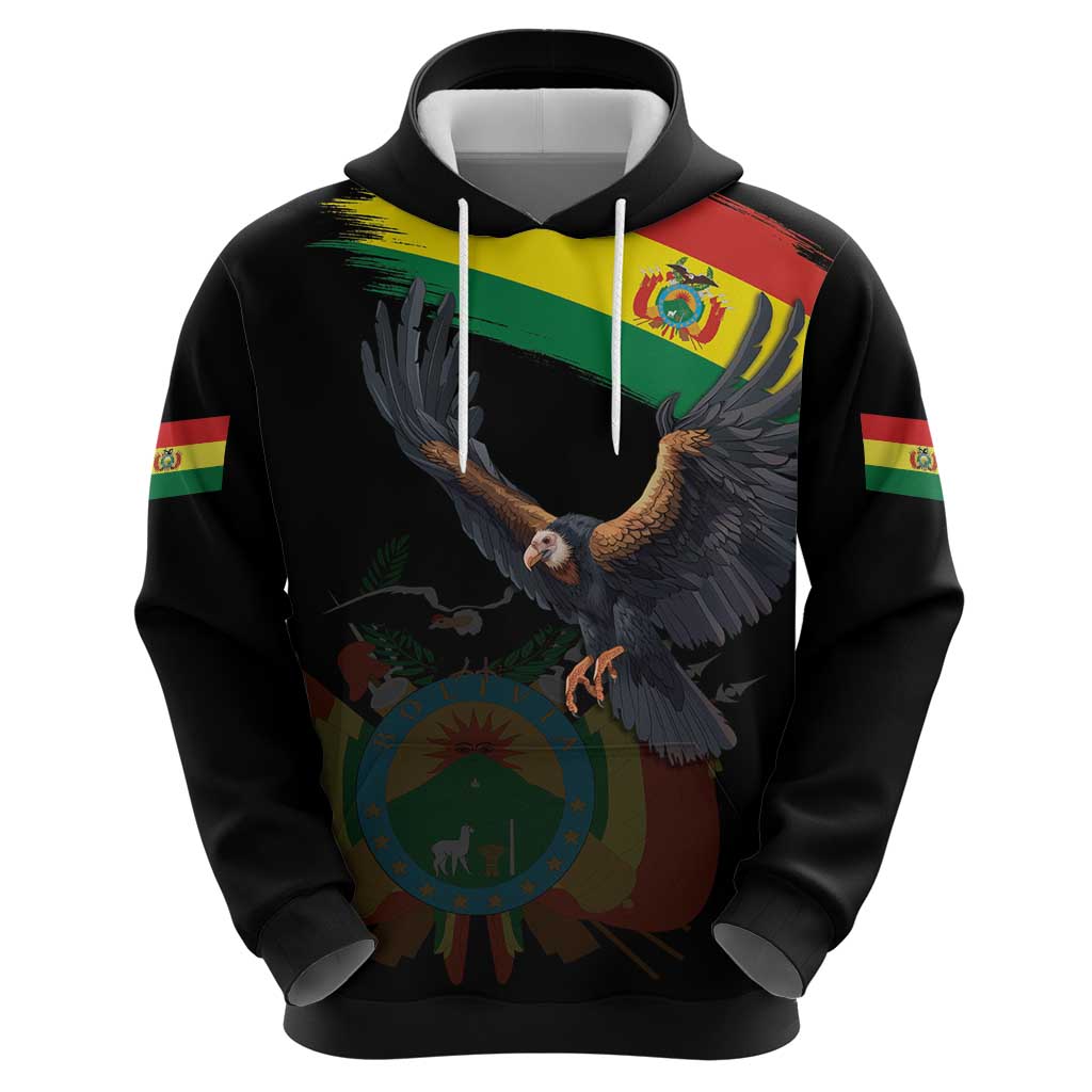 Bolivia Andean Condor Hoodie Grunge Flag Motif LT9