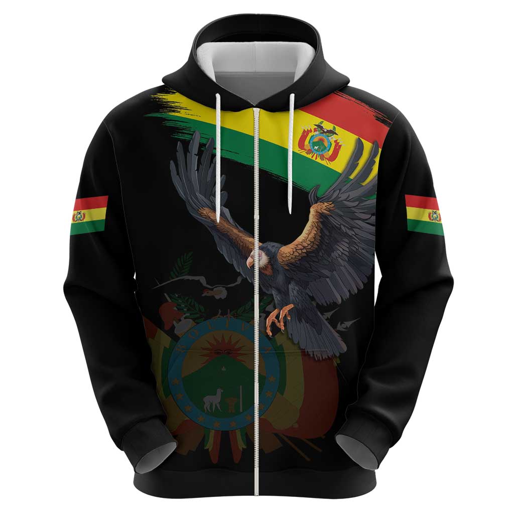 Bolivia Andean Condor Hoodie Grunge Flag Motif LT9