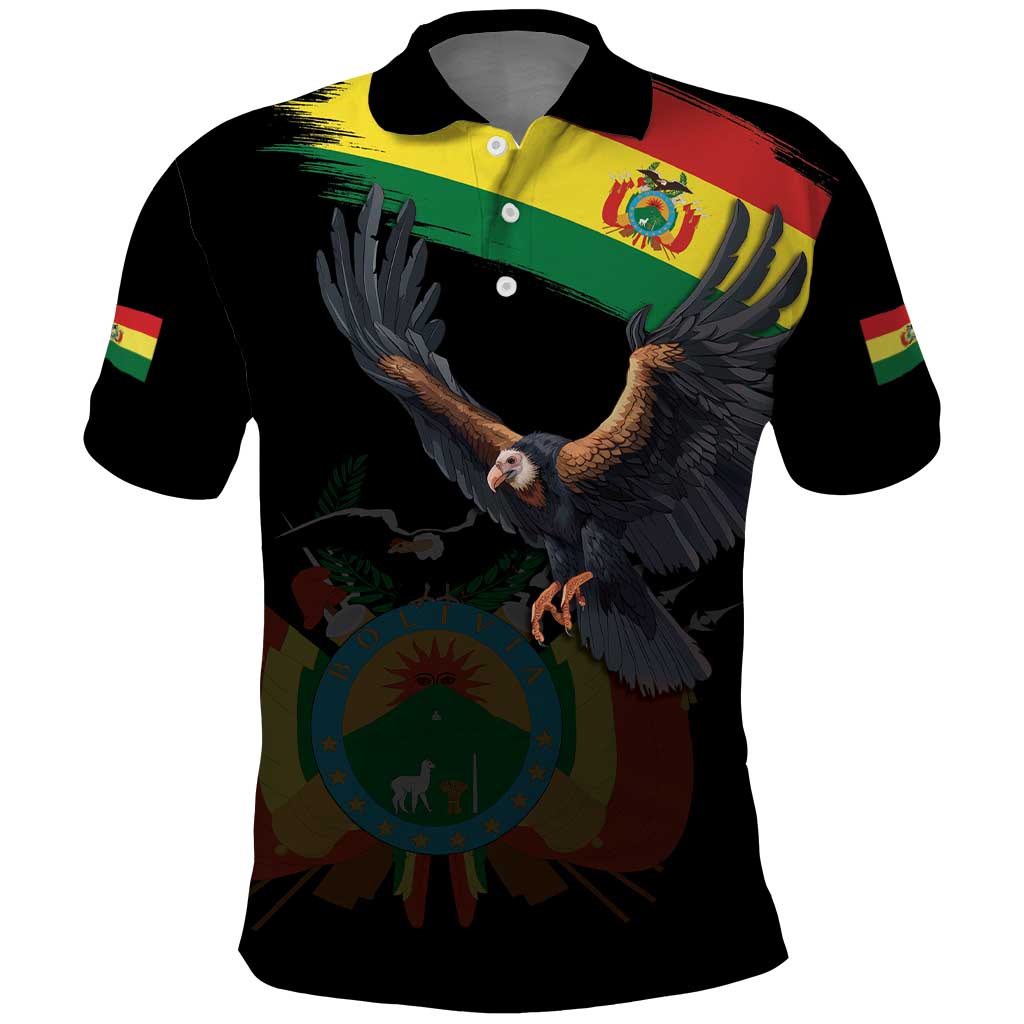 Bolivia Andean Condor Polo Shirt Grunge Flag Motif LT9