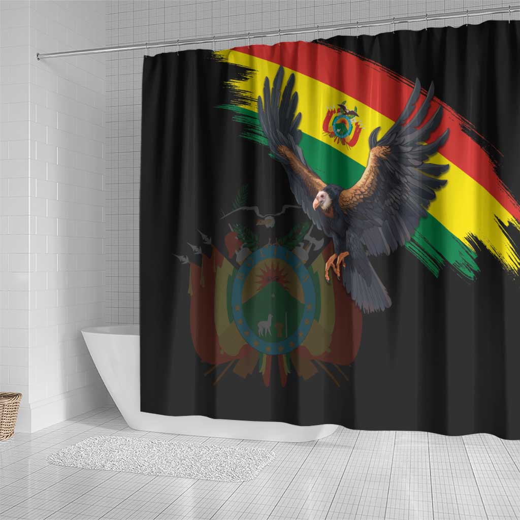 Bolivia Andean Condor Shower Curtain Grunge Flag Motif LT9