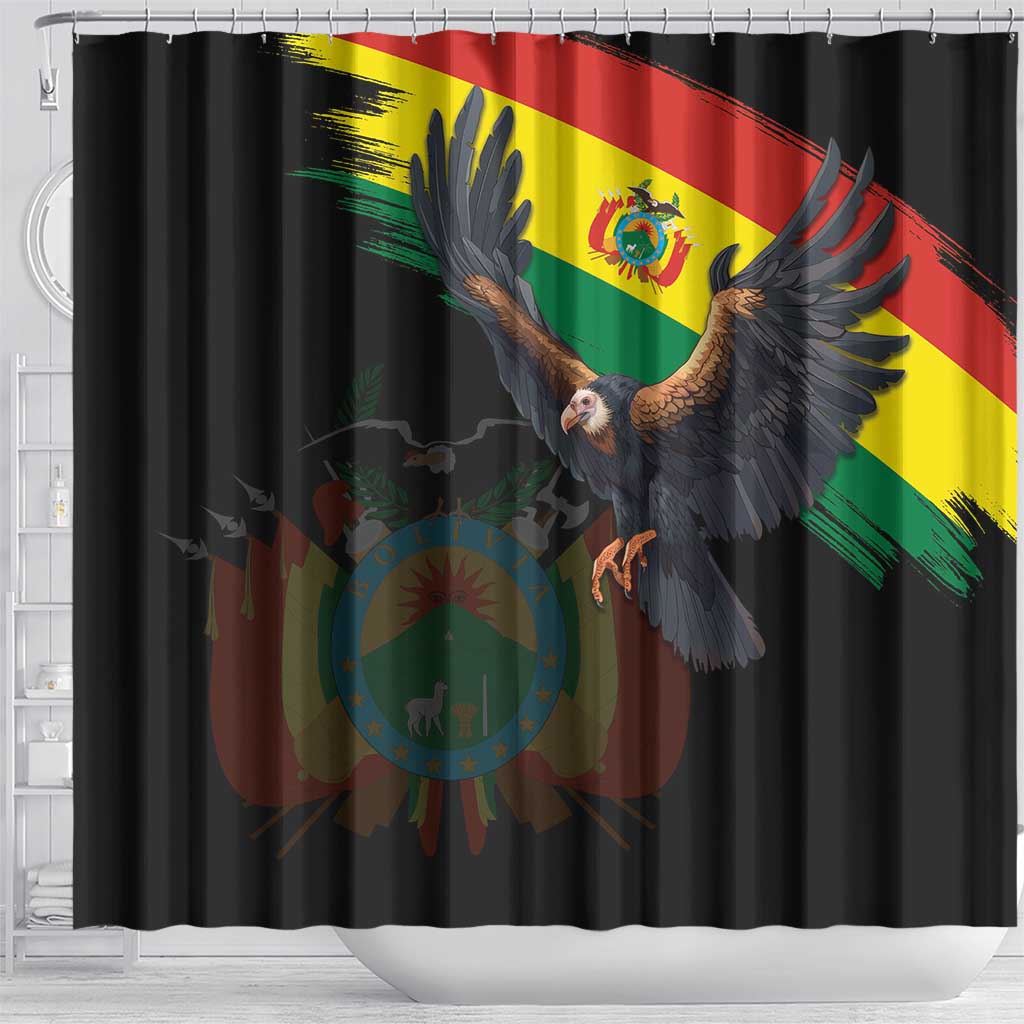 Bolivia Andean Condor Shower Curtain Grunge Flag Motif LT9