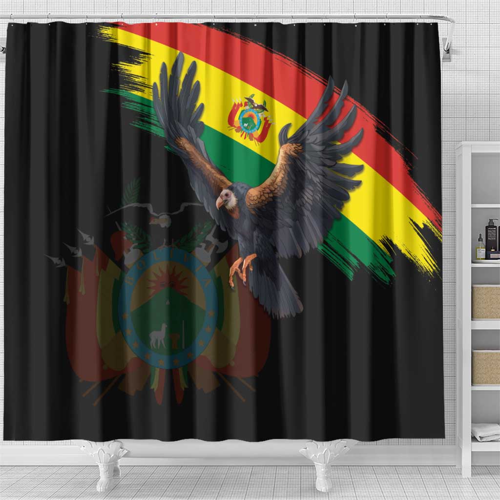Bolivia Andean Condor Shower Curtain Grunge Flag Motif LT9