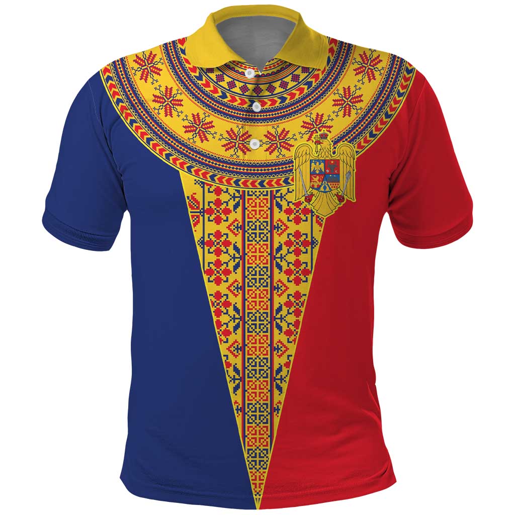 Romania Traditional Embroidery Pattern Polo Shirt LT9