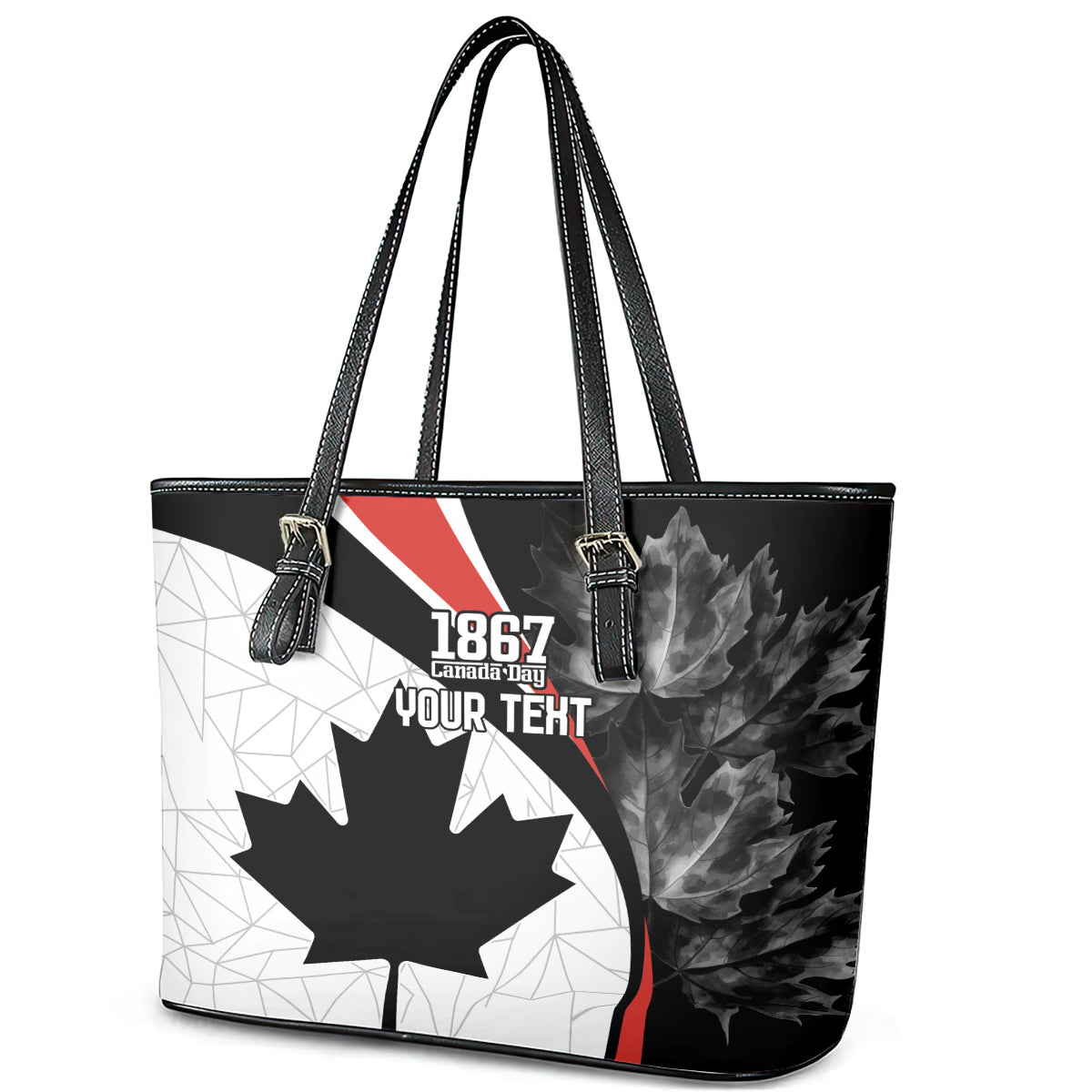 Personalized Canada Day Sine 1867 Leather Tote Bag With National Maple Leaf LT9